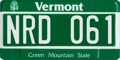 VT license plate NRD061