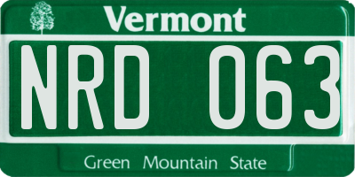 VT license plate NRD063