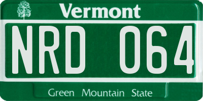 VT license plate NRD064