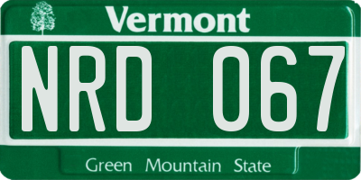 VT license plate NRD067