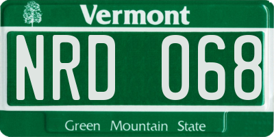 VT license plate NRD068