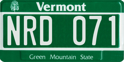 VT license plate NRD071