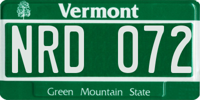 VT license plate NRD072