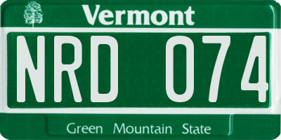 VT license plate NRD074