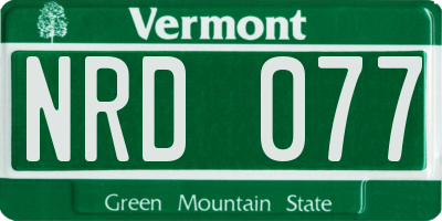 VT license plate NRD077