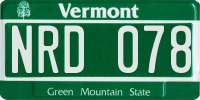 VT license plate NRD078