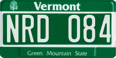 VT license plate NRD084