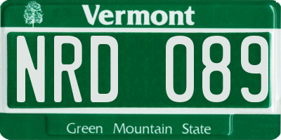 VT license plate NRD089