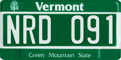 VT license plate NRD091