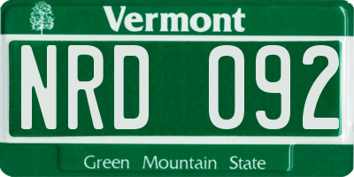 VT license plate NRD092