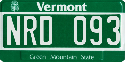 VT license plate NRD093