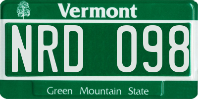 VT license plate NRD098