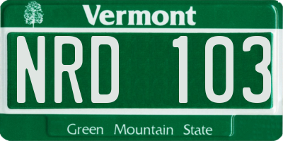 VT license plate NRD103