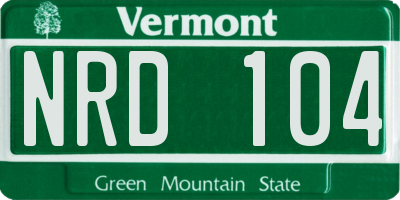 VT license plate NRD104