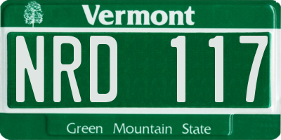 VT license plate NRD117