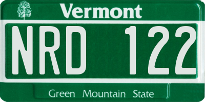 VT license plate NRD122