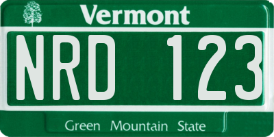 VT license plate NRD123
