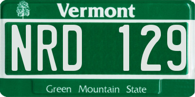 VT license plate NRD129