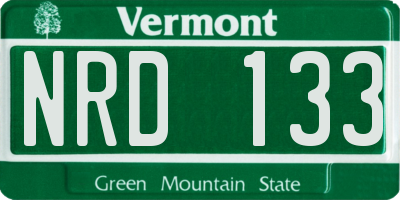 VT license plate NRD133