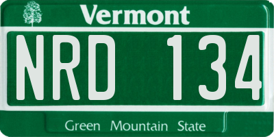 VT license plate NRD134