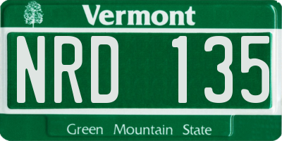 VT license plate NRD135