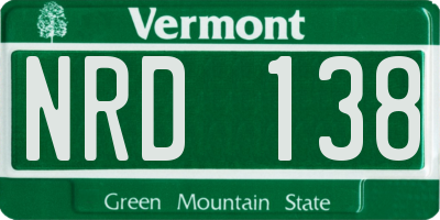 VT license plate NRD138