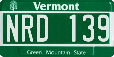 VT license plate NRD139