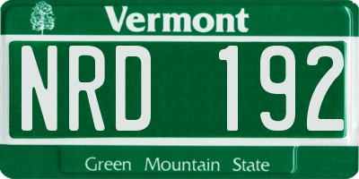 VT license plate NRD192