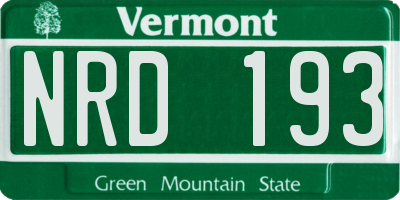 VT license plate NRD193