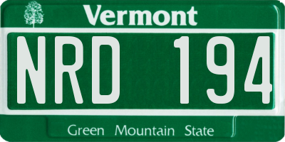 VT license plate NRD194