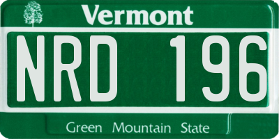 VT license plate NRD196