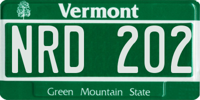 VT license plate NRD202