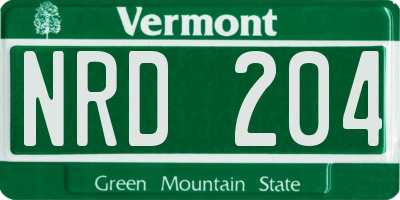VT license plate NRD204