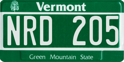VT license plate NRD205