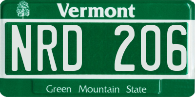 VT license plate NRD206