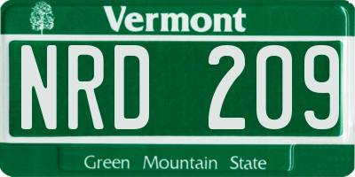 VT license plate NRD209