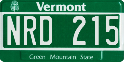 VT license plate NRD215