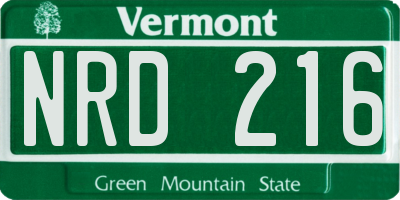 VT license plate NRD216