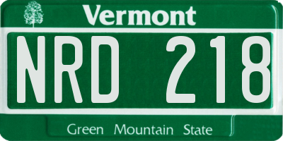 VT license plate NRD218