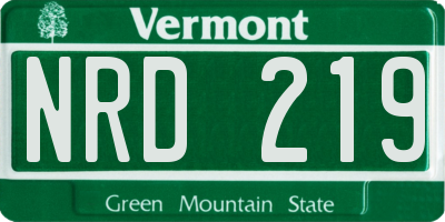 VT license plate NRD219