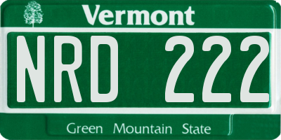 VT license plate NRD222