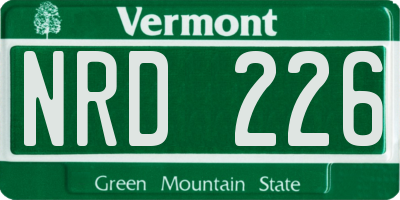 VT license plate NRD226