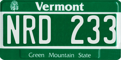 VT license plate NRD233