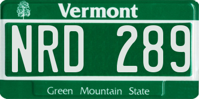 VT license plate NRD289