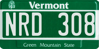 VT license plate NRD308