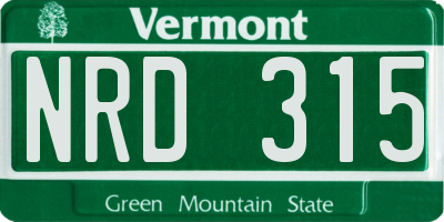 VT license plate NRD315