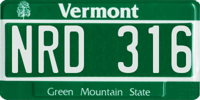 VT license plate NRD316