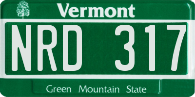 VT license plate NRD317