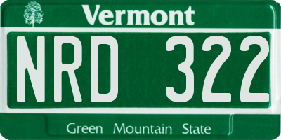 VT license plate NRD322