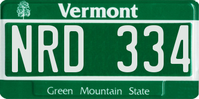 VT license plate NRD334